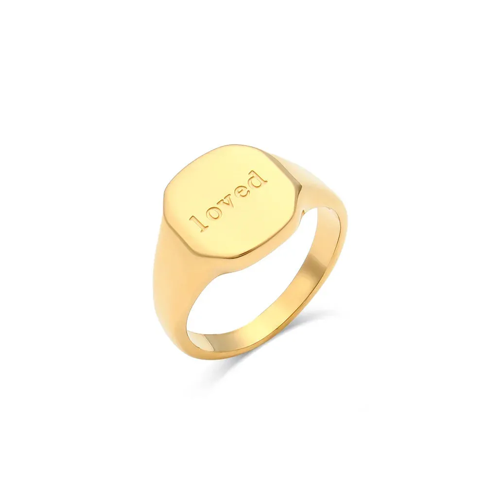 DODOAI New Customized Engrave Name Rings Men Women Gold Rings Personalized Stainless Steel Jewelry Anniversary Gifts Size 6-9