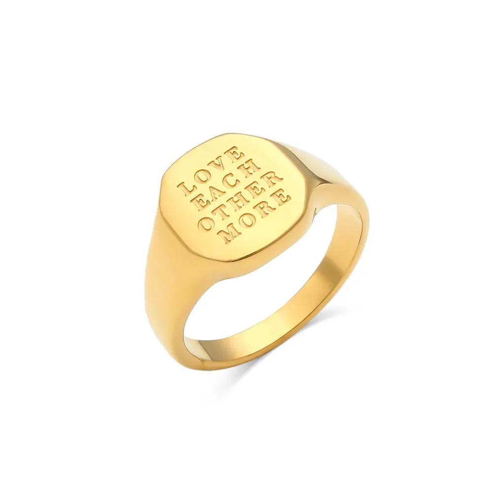 DODOAI New Customized Engrave Name Rings Men Women Gold Rings Personalized Stainless Steel Jewelry Anniversary Gifts Size 6-9