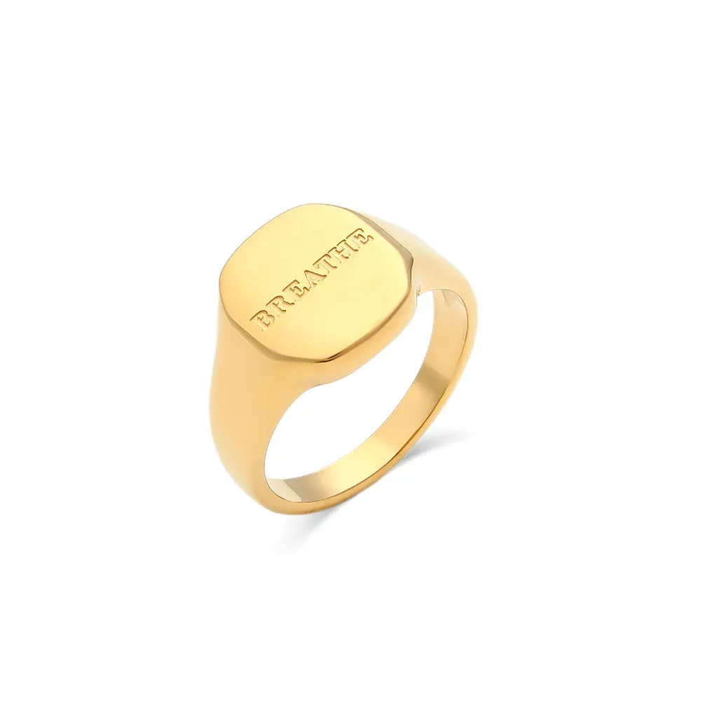 DODOAI New Customized Engrave Name Rings Men Women Gold Rings Personalized Stainless Steel Jewelry Anniversary Gifts Size 6-9