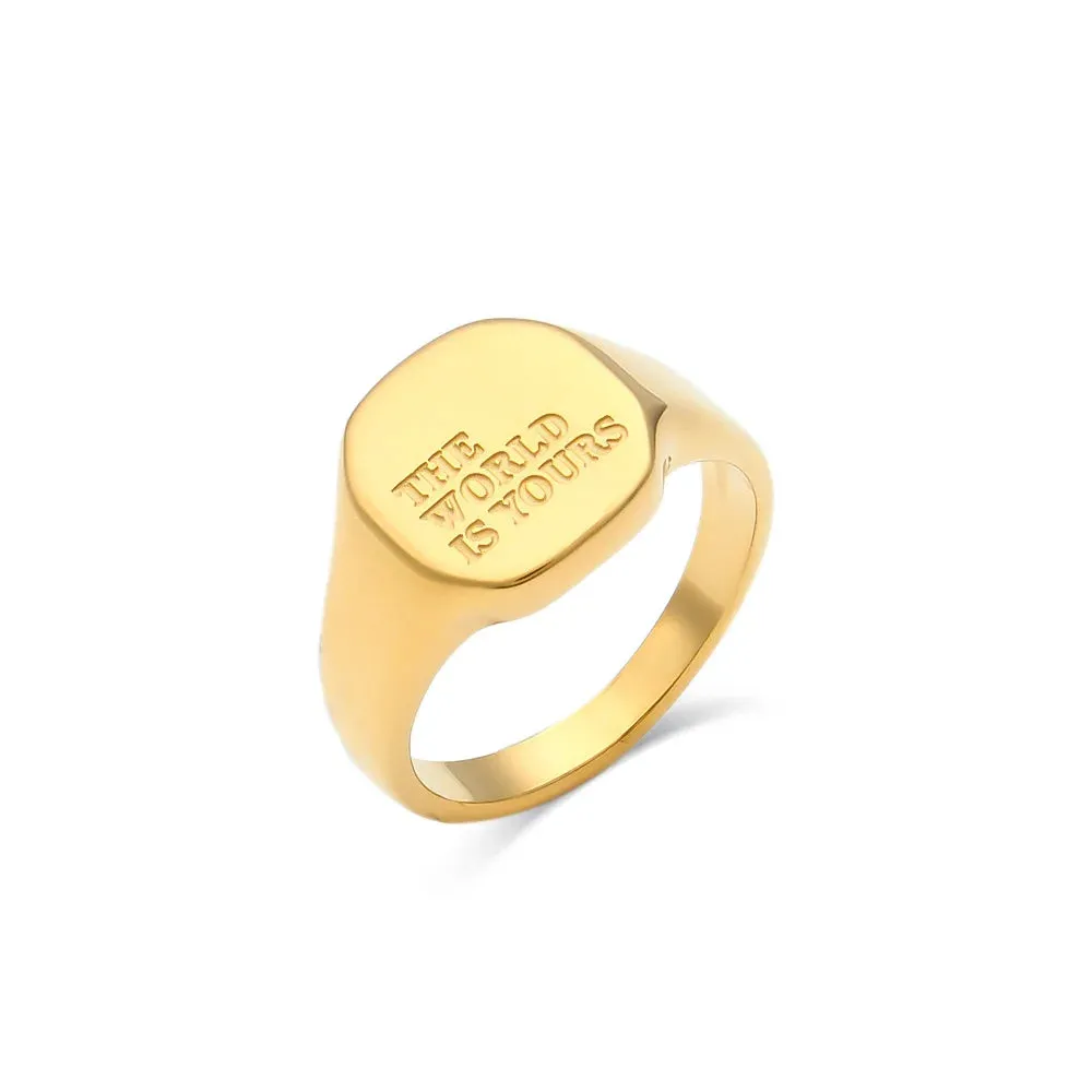 DODOAI New Customized Engrave Name Rings Men Women Gold Rings Personalized Stainless Steel Jewelry Anniversary Gifts Size 6-9