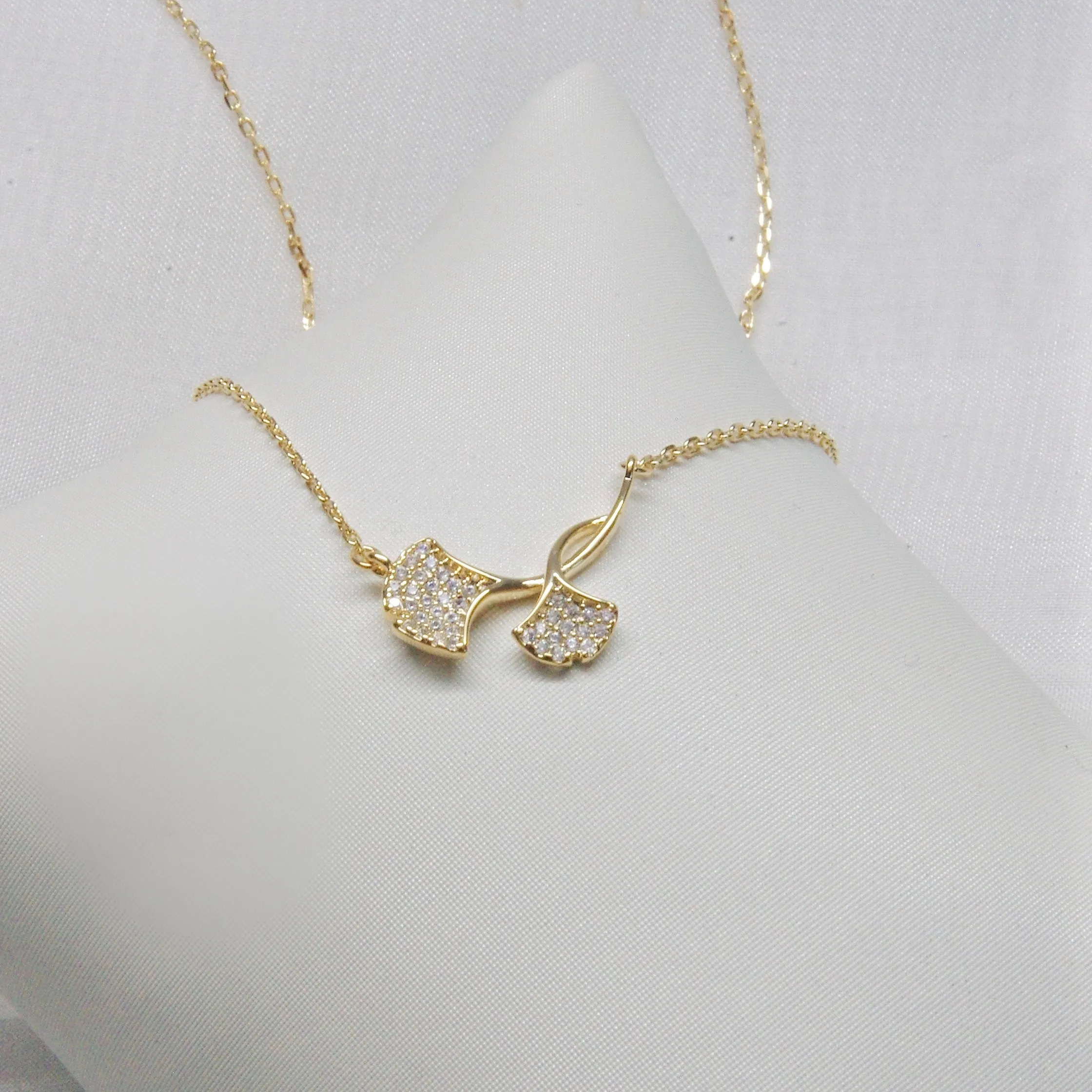 Double Ginkgo Necklace