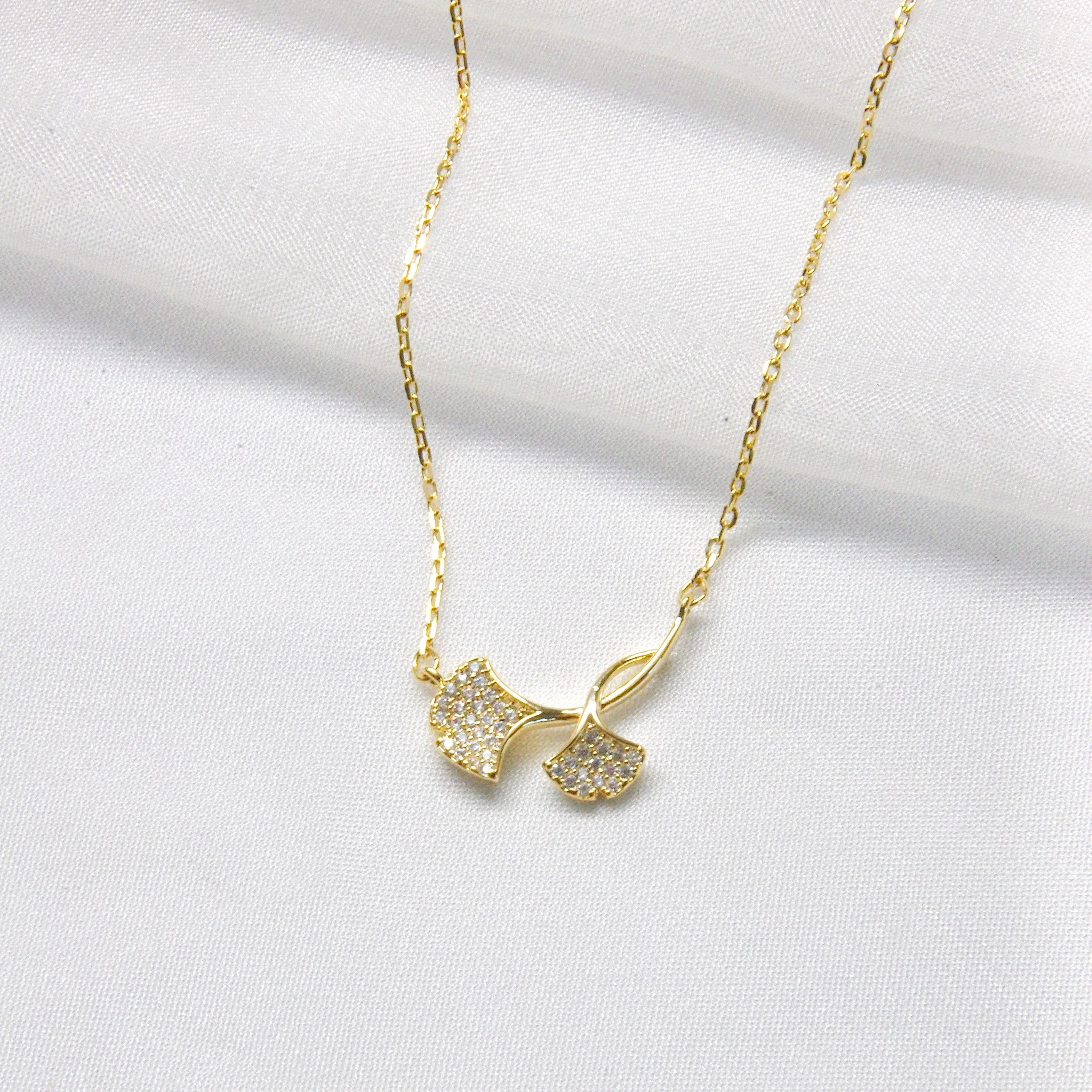 Double Ginkgo Necklace