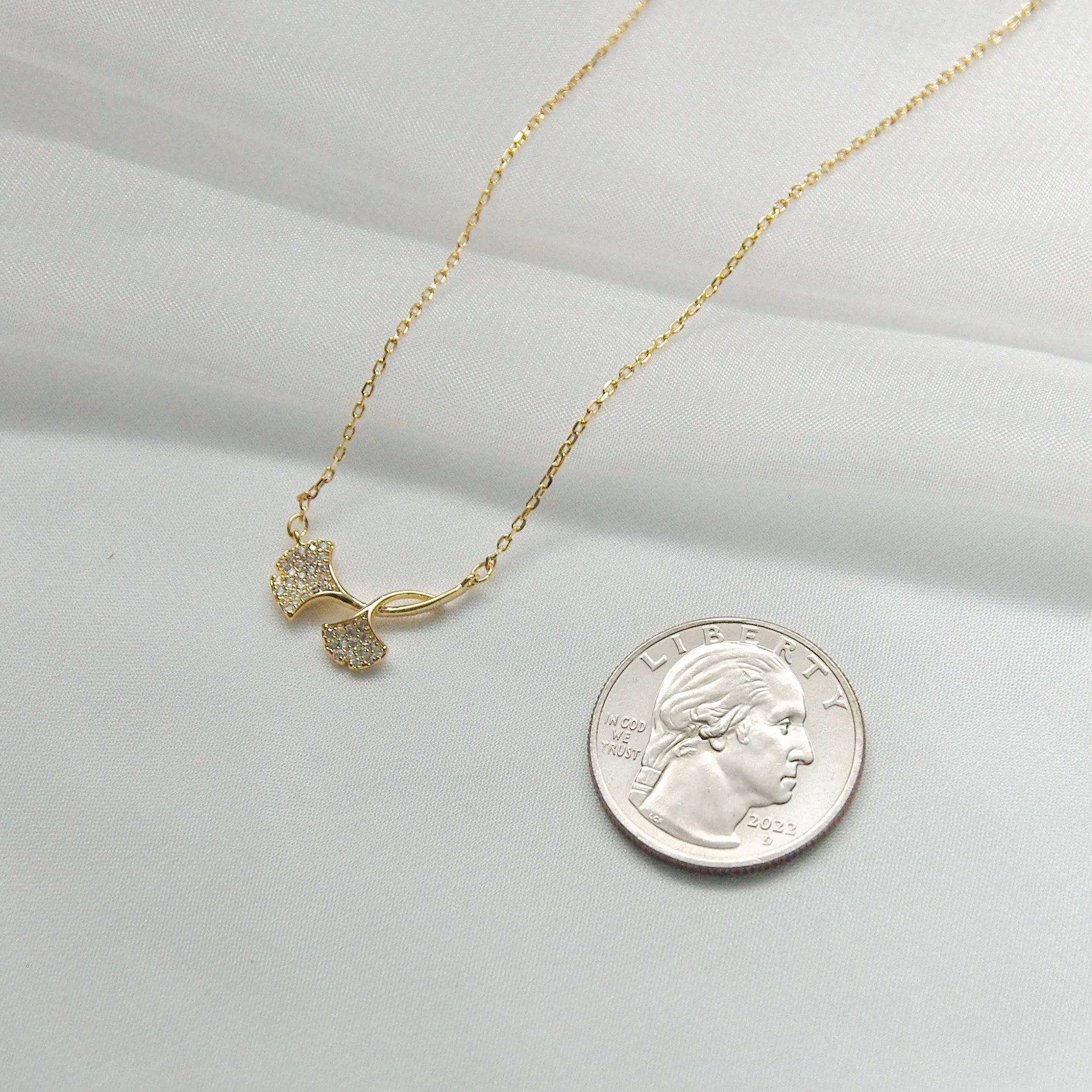 Double Ginkgo Necklace