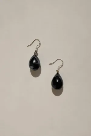 DROP BLACK GLASS PEARL VINTAGE EARRINGS