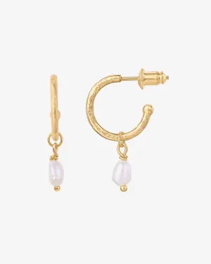 Drop Pearl Hoops