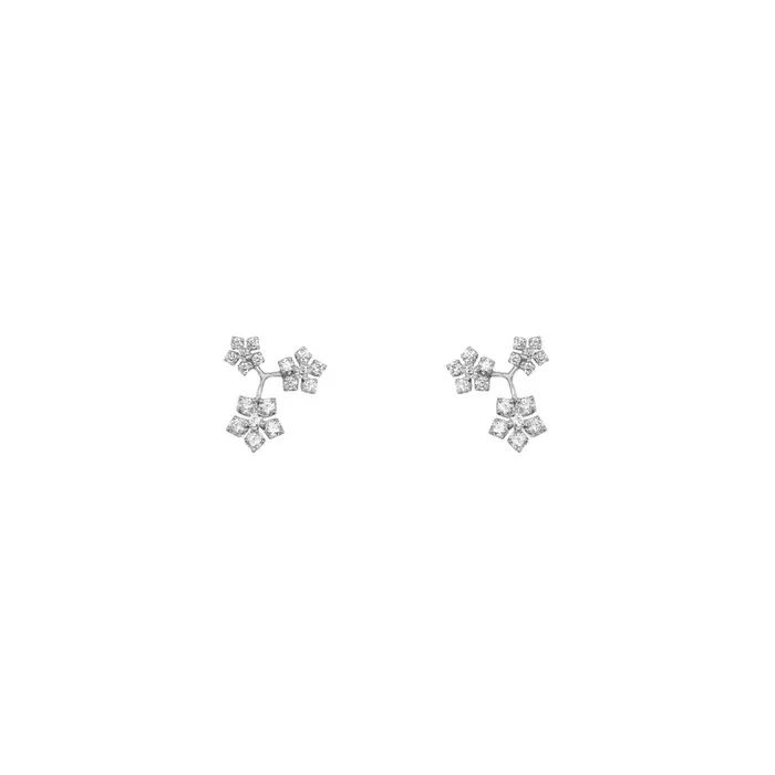 Enchanted Garden 0.56Ct Diamond Trio Stud Earrings in 18k White Gold