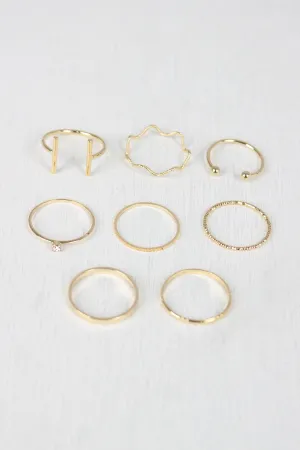 Etched Textured Bar Ring Set