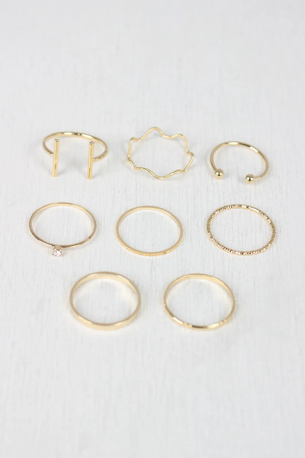 Etched Textured Bar Ring Set