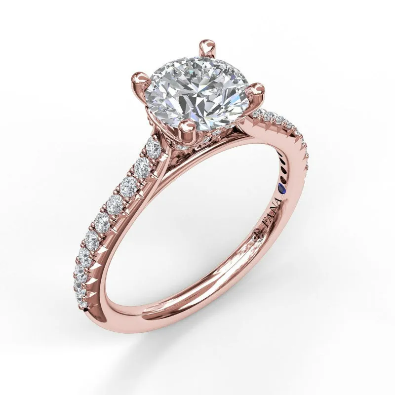 Fana Delicate Classic Engagement Ring with Delicate Side Detail