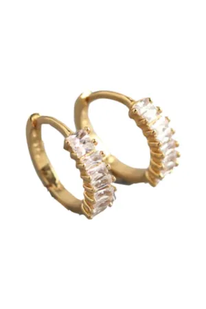 Farrah B Baguette Huggie Hoop Earrings