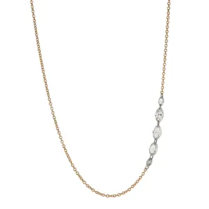 Five Free-Set Marquise Diamond Necklace