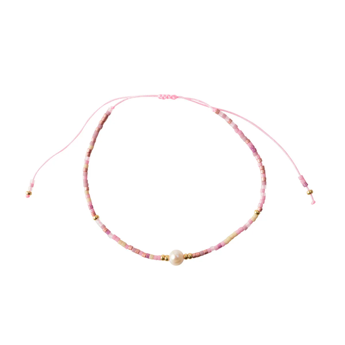 Fresh Pearl and Gold Bead Bracelet, Pink