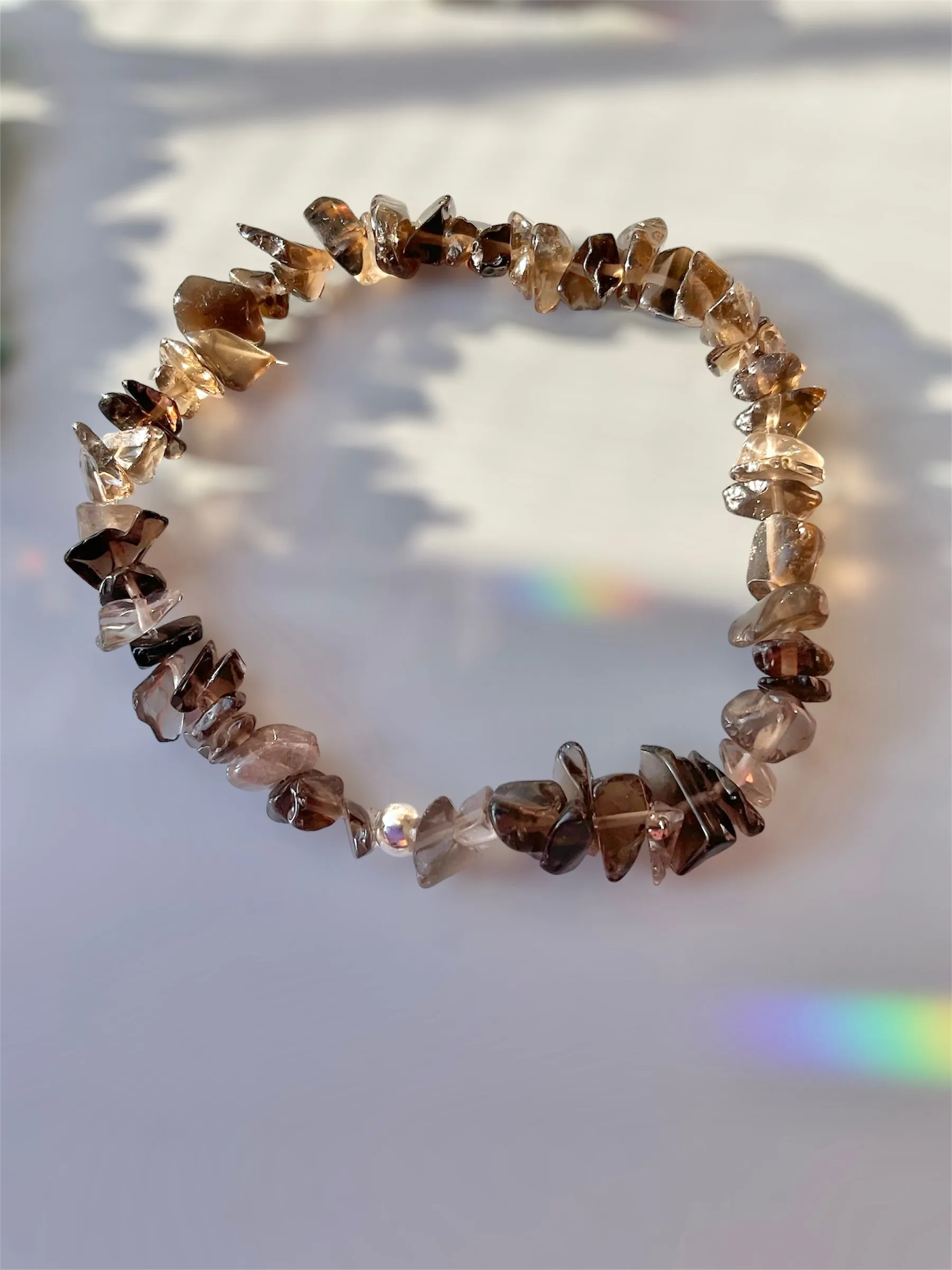 Gemstone Chips Bracelet with Silver Bead Accent