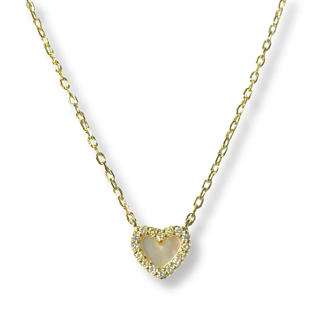 Gemstone Heart Pave Sparkle Necklace