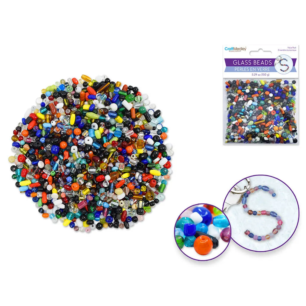 Glass Beads: Bulk 3mm-6mm Mix Value-Pack 150gms