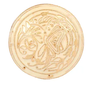 Gold & Enamel Button - Floral - Off-White