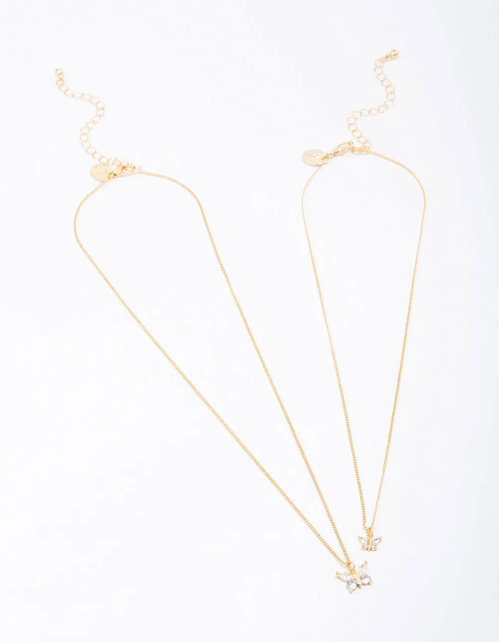 Gold Plated Cubic Zirconia Butterfly Necklace Pack