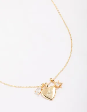 Gold Plated Heart Cubic Zirconia Pendant Necklace