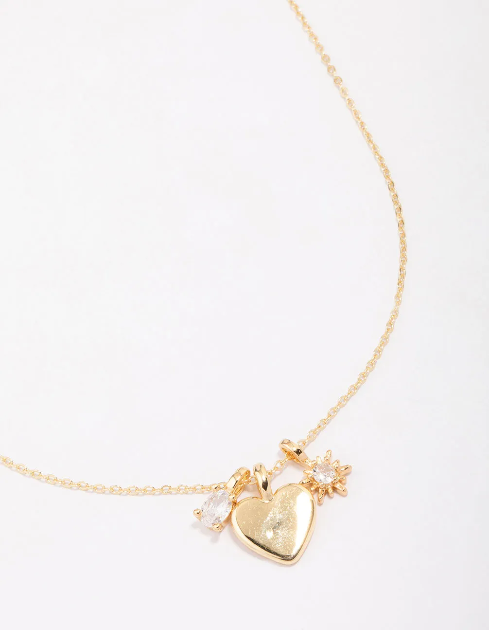 Gold Plated Heart Cubic Zirconia Pendant Necklace