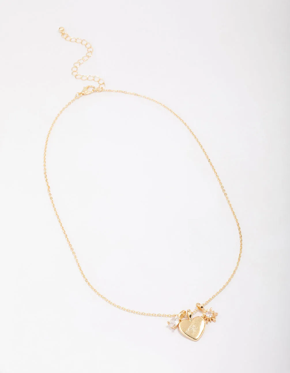 Gold Plated Heart Cubic Zirconia Pendant Necklace