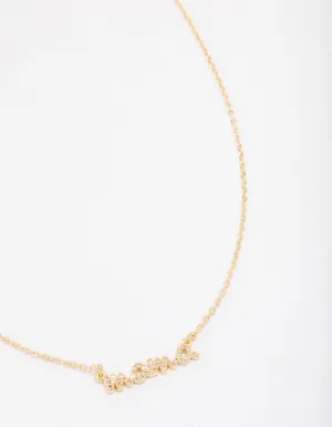 Gold Plated Mama Cubic Zirconia Pendant Necklace