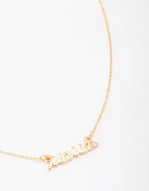 Gold Plated Mama Script Pendant Necklace