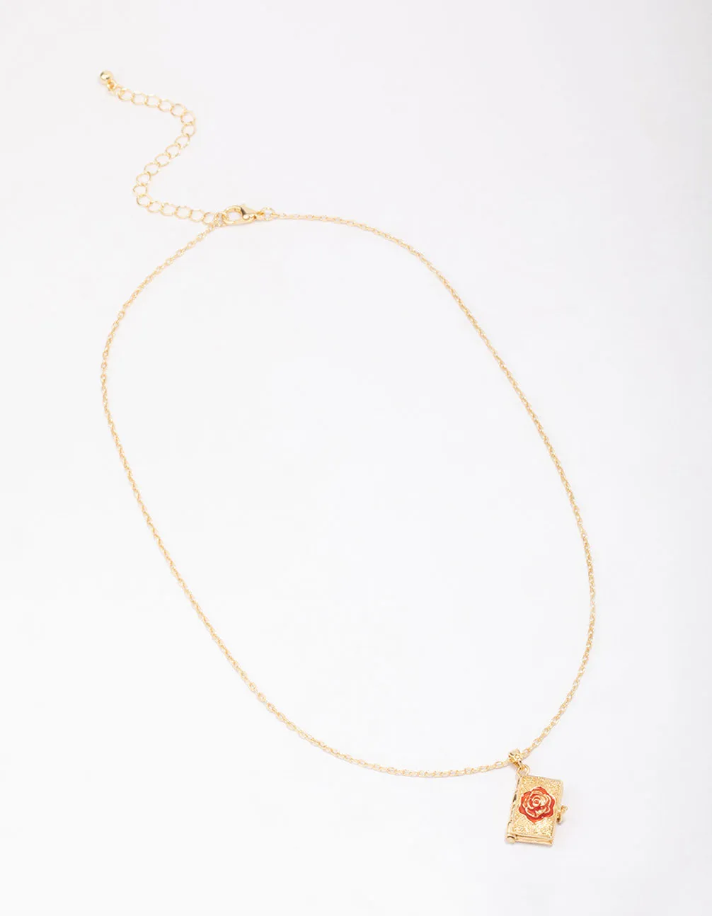 Gold Plated Rose Locket Pendant Necklace