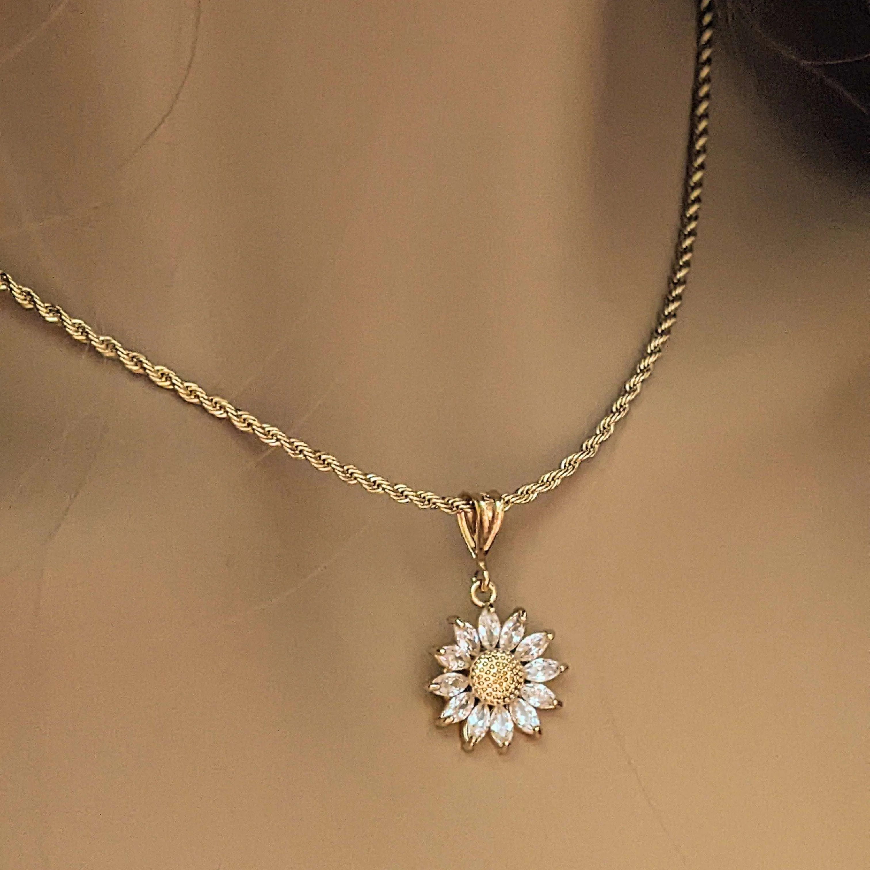 Gold Sunflower Layered Necklace Set