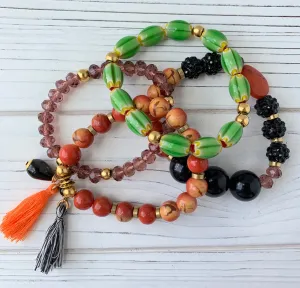 Halloween Beaded Stretch Bracelet Set of 4