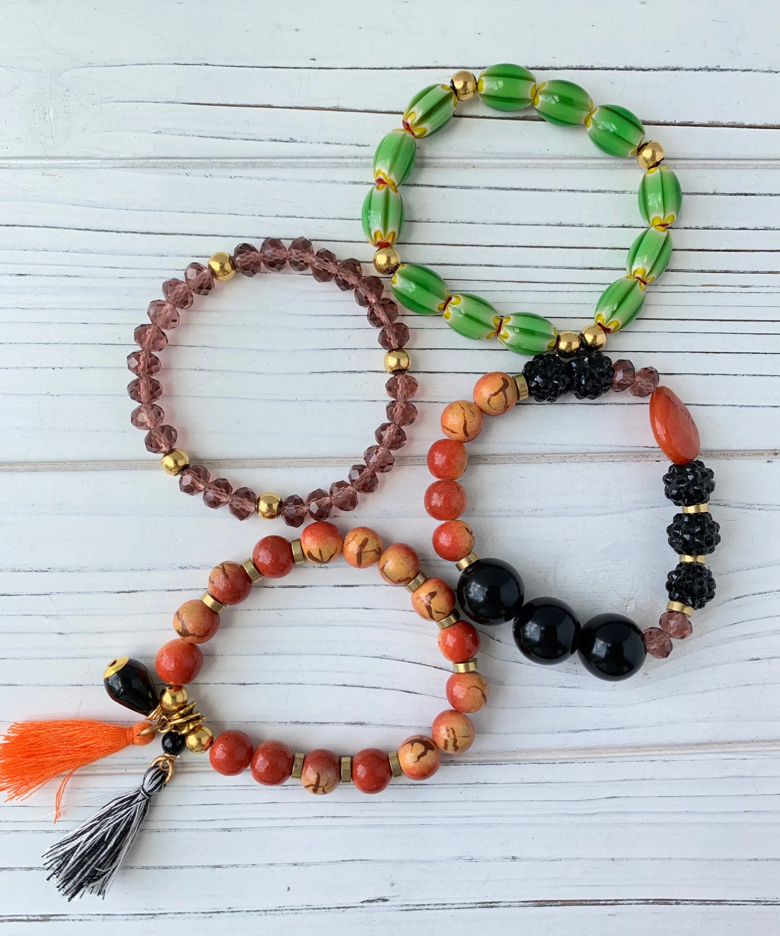 Halloween Beaded Stretch Bracelet Set of 4