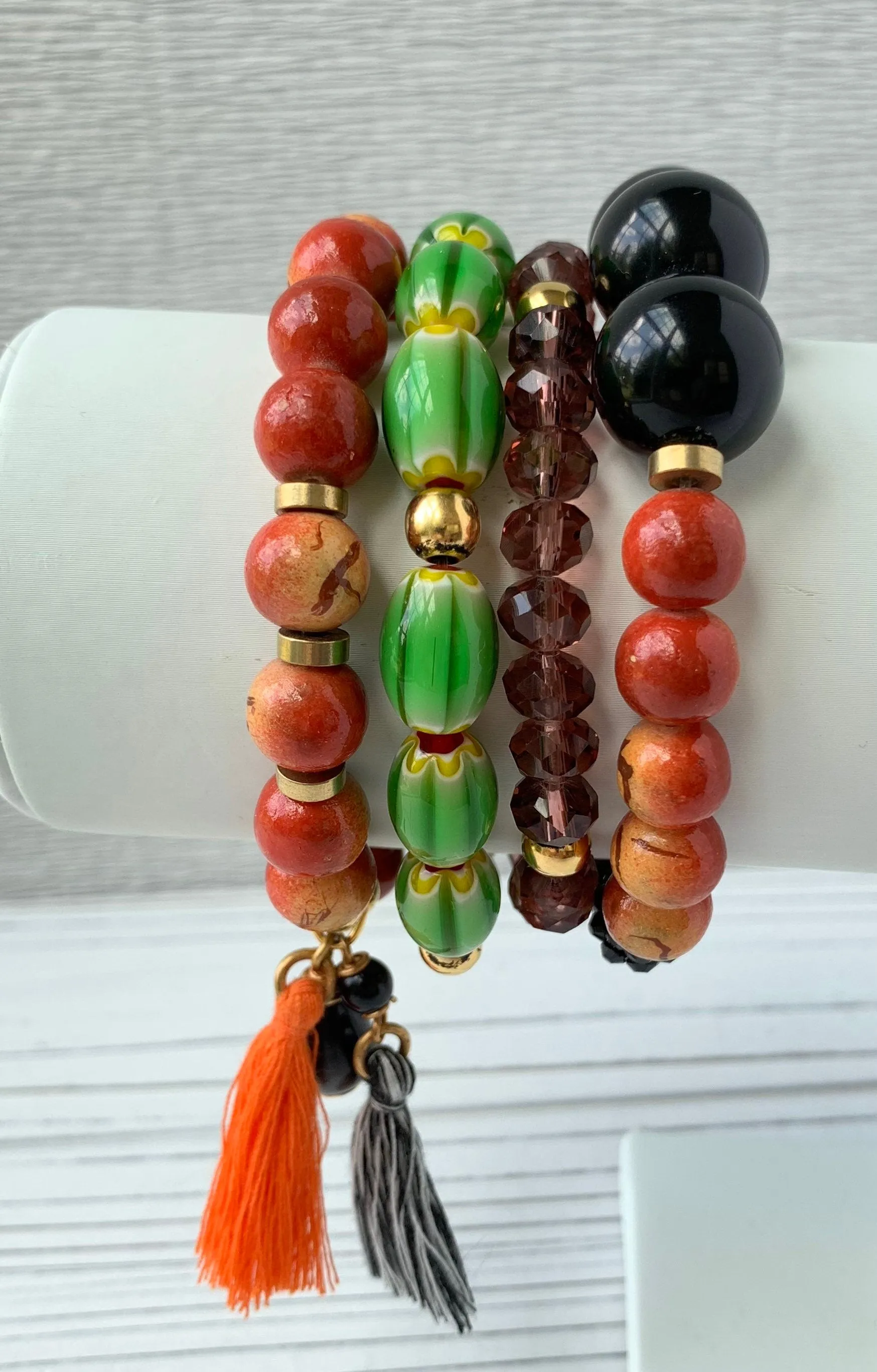 Halloween Beaded Stretch Bracelet Set of 4