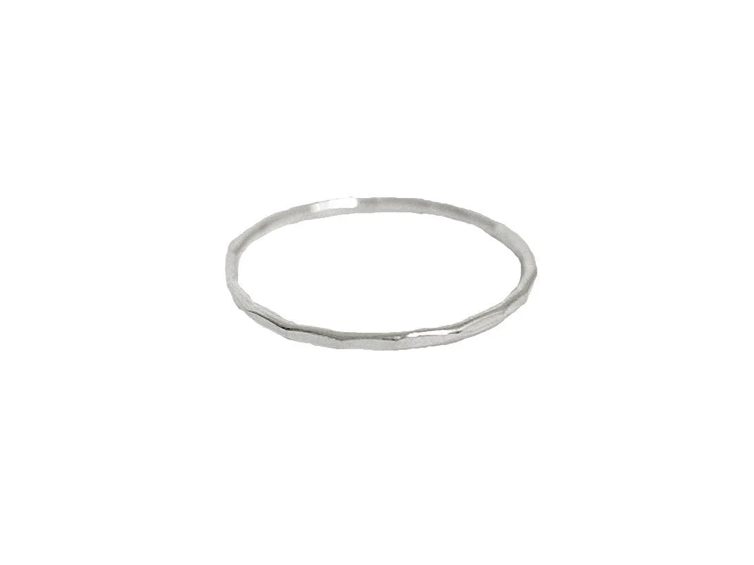 Hammered Thin Band Ring - Sterling Silver