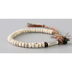 Handmade Tibetan Buddhist Braided Cotton Natural Bodhi Seeds Bracelet