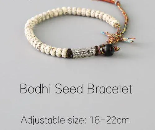 Handmade Tibetan Buddhist Braided Cotton Natural Bodhi Seeds Bracelet