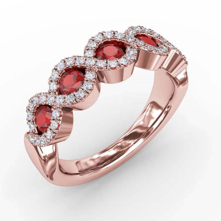 Hold Me Close Ruby and Diamond Twist Ring