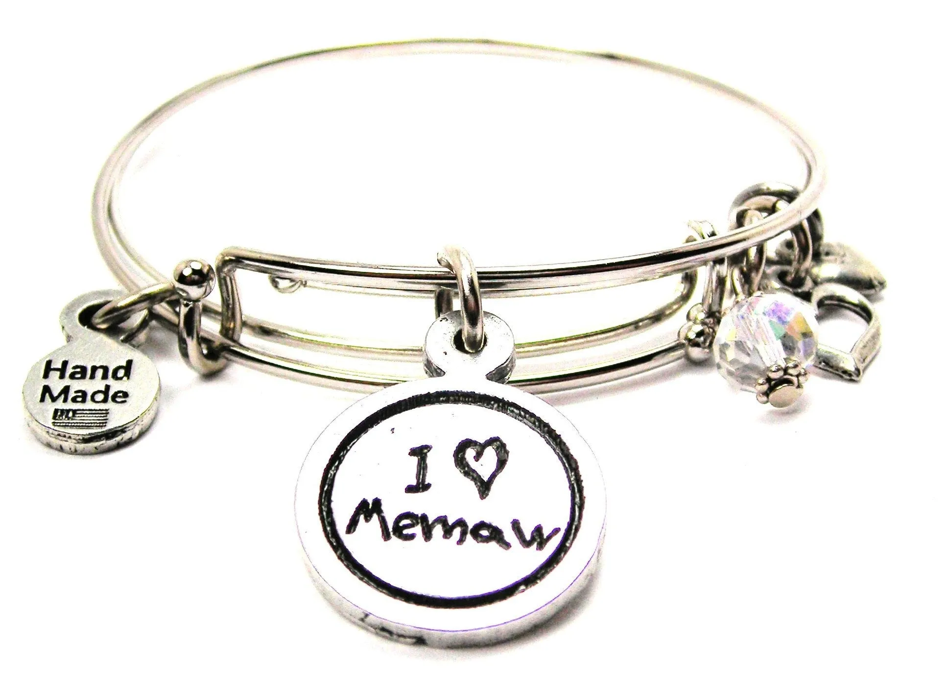 I Love Memaw Child Handwriting Expandable Bangle Bracelet