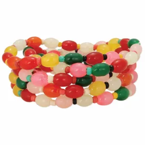 Jelly Bean Glass Bead Bracelet Set