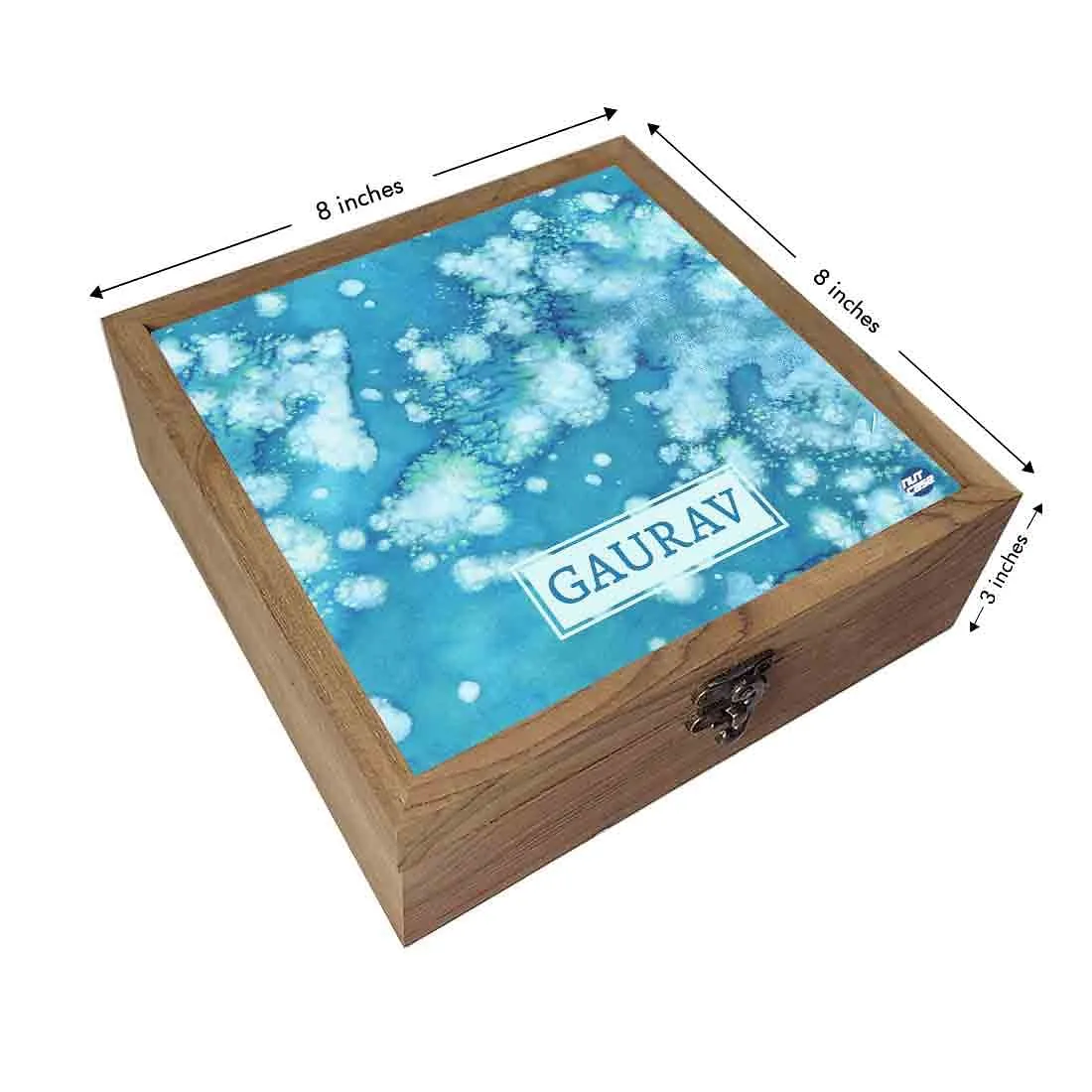 Jewellery Box With Name - Arctic Space Light Blue Watercolor