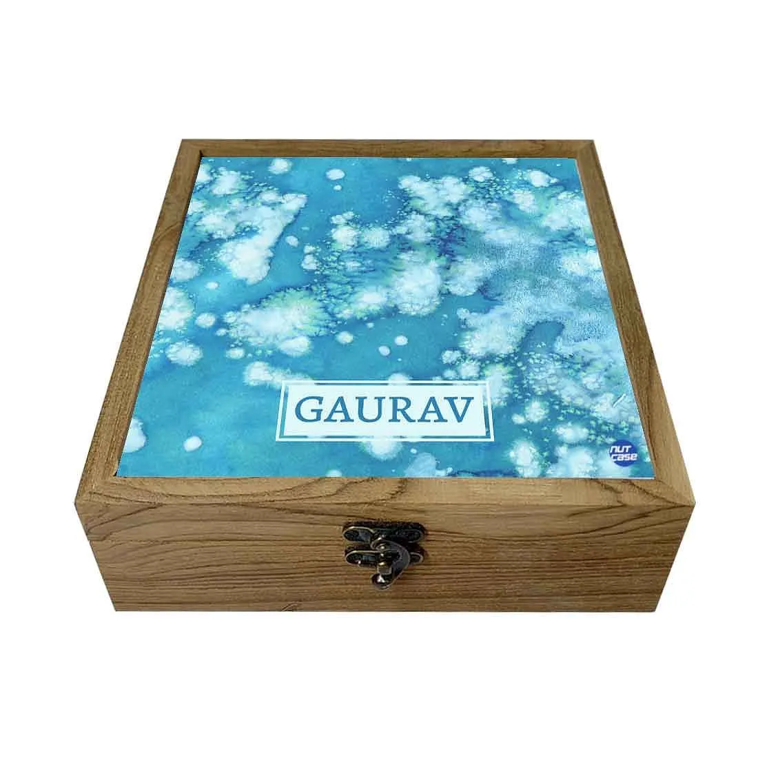 Jewellery Box With Name - Arctic Space Light Blue Watercolor