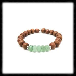 #JGBW2- Wooden Gemstone Stretch Bracelet- Aventurine