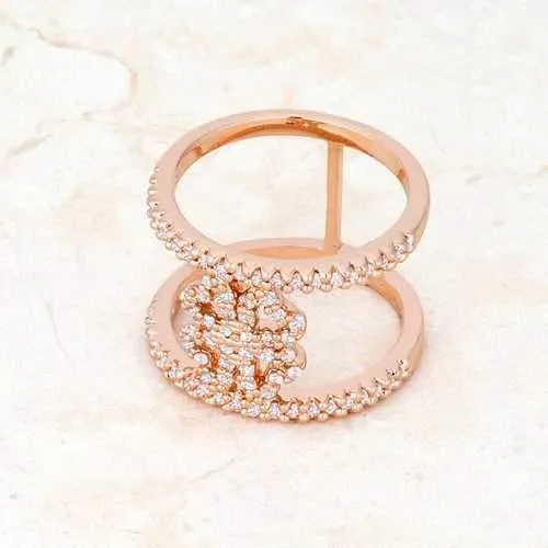 Lauren 0.4ct CZ Rose Gold Delicate Clover Wrap Ring