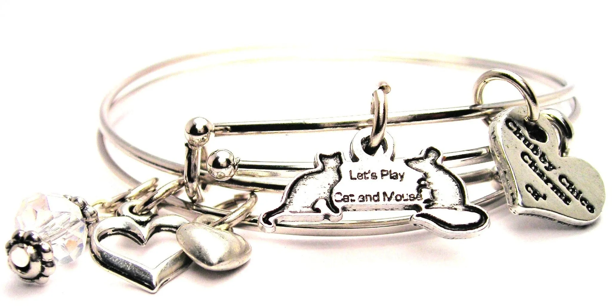 Lets Play Cat And Mouse Expandable Bangle Bracelet Set