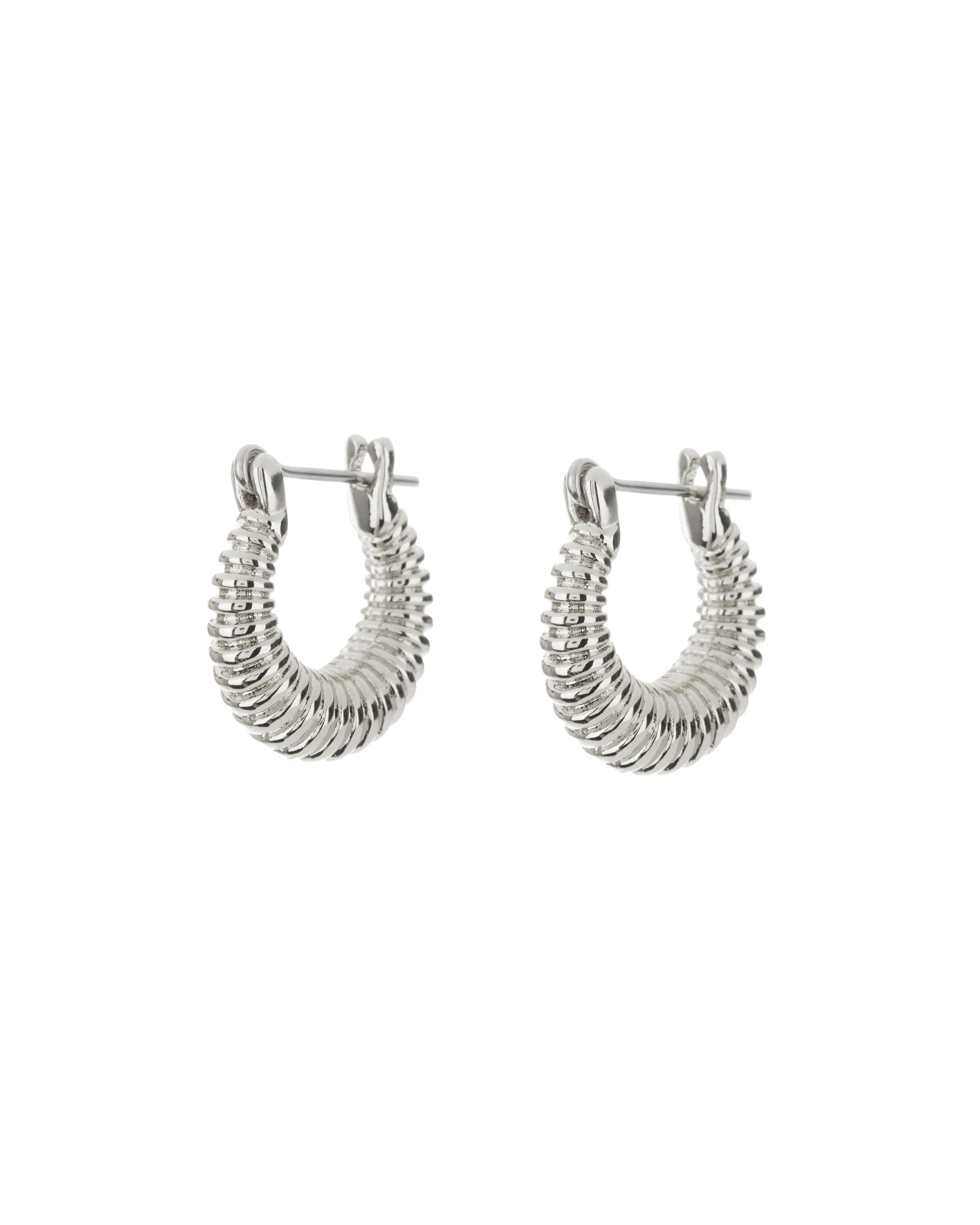 LUV AJ - Ridged Mini Martina Hoops in Silver