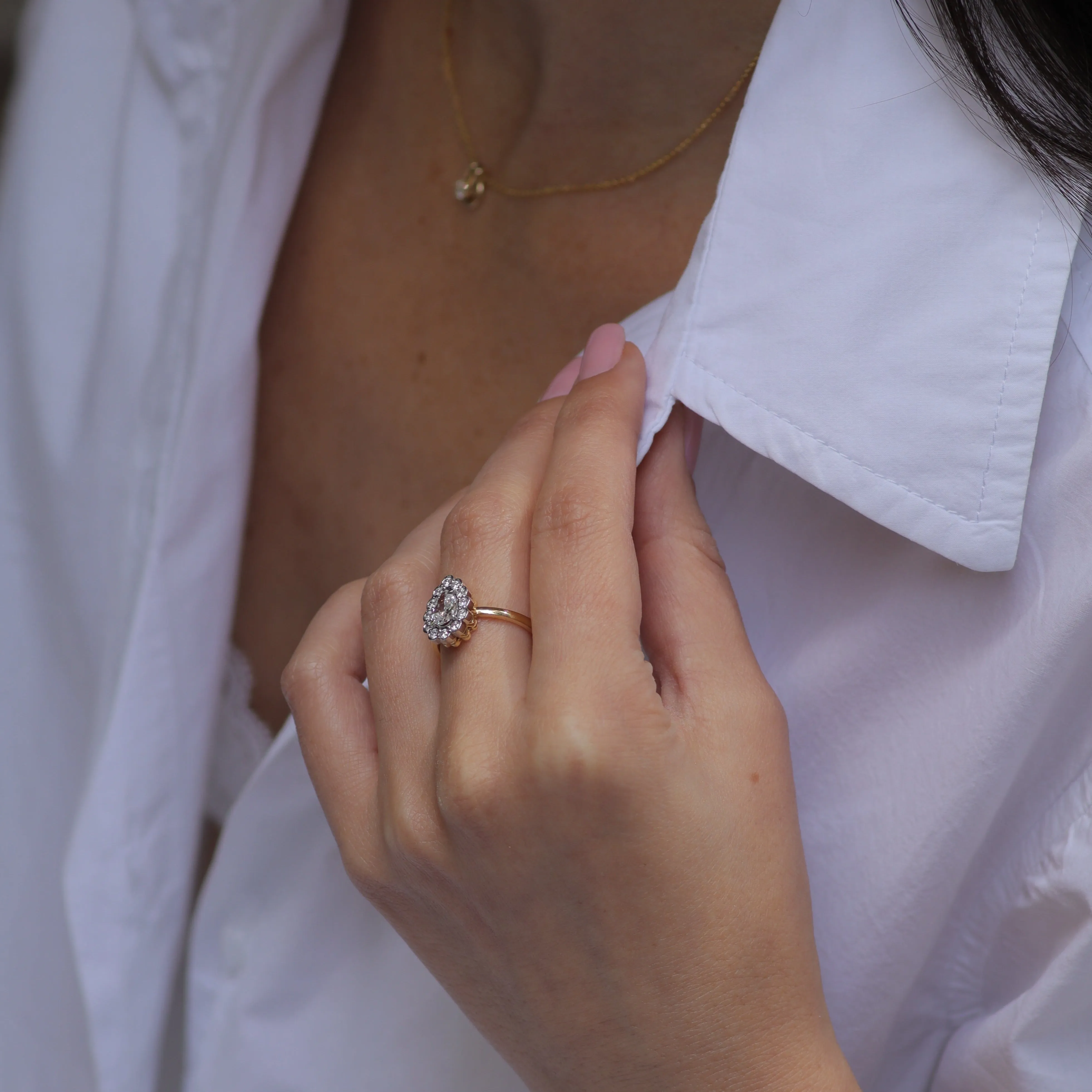 Marie Antoinette Gold Ring White Diamonds