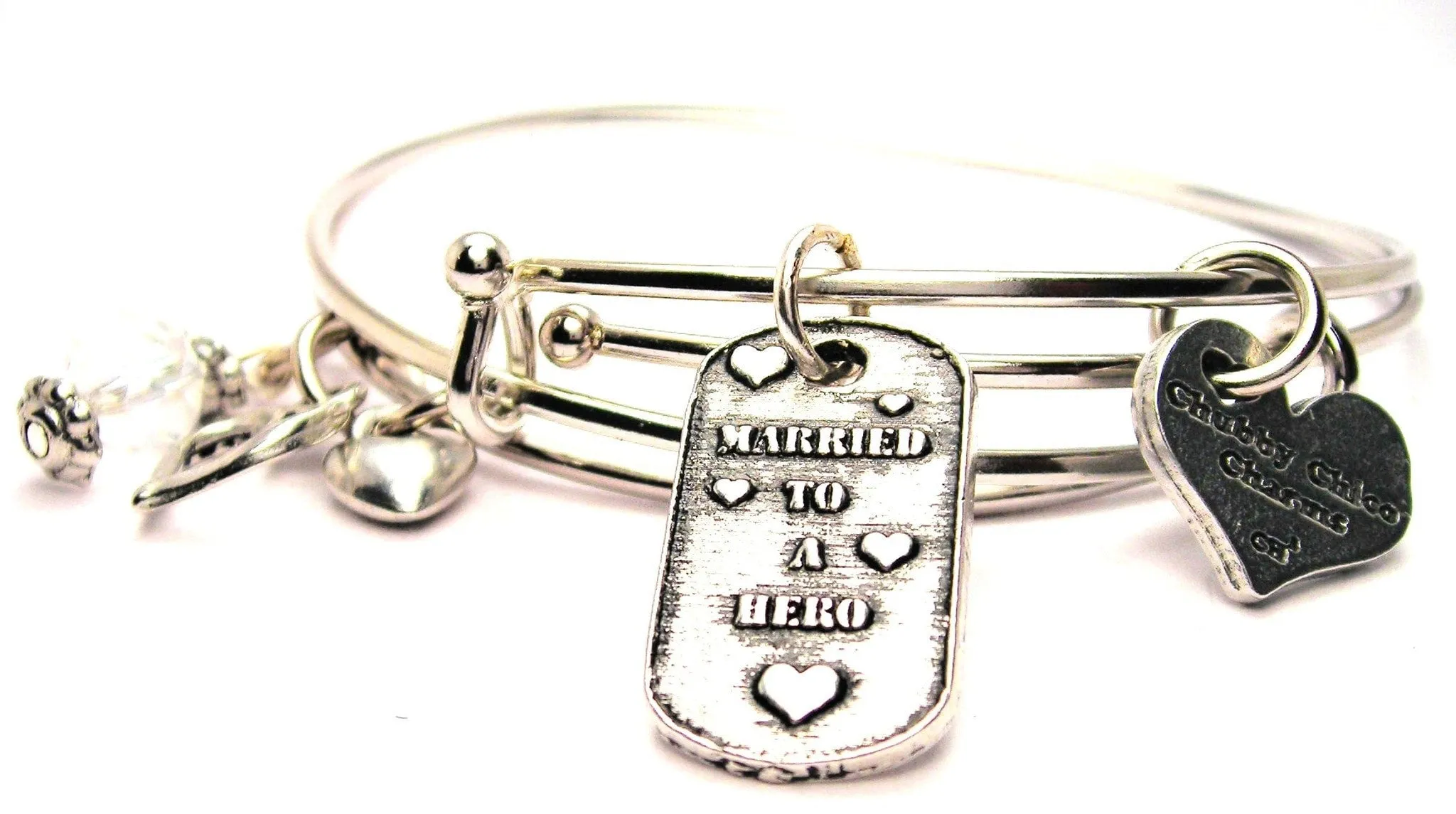 Married To A Hero Expandable Bangle Bracelet Set