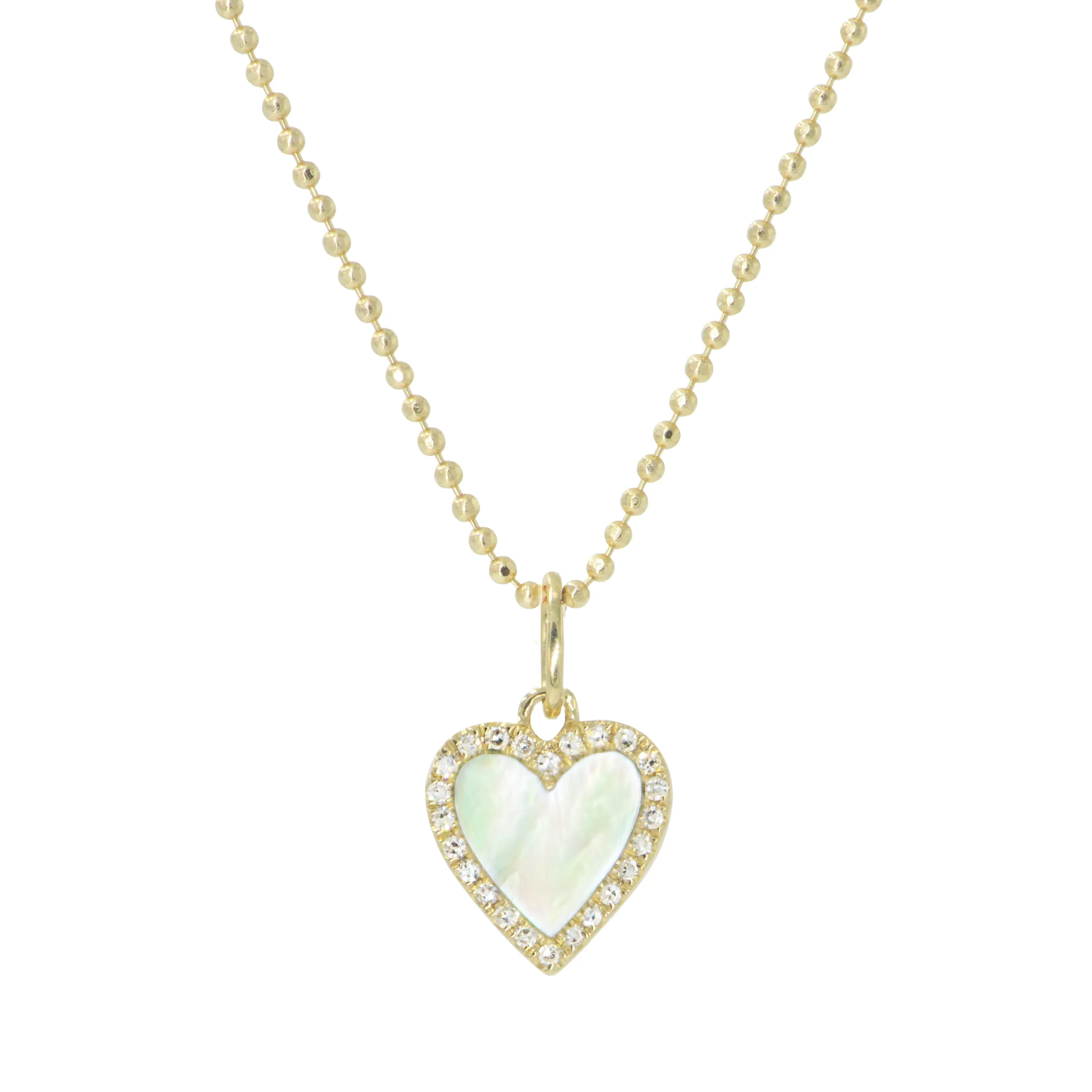 Mini Pearl Heart Necklace With Diamonds