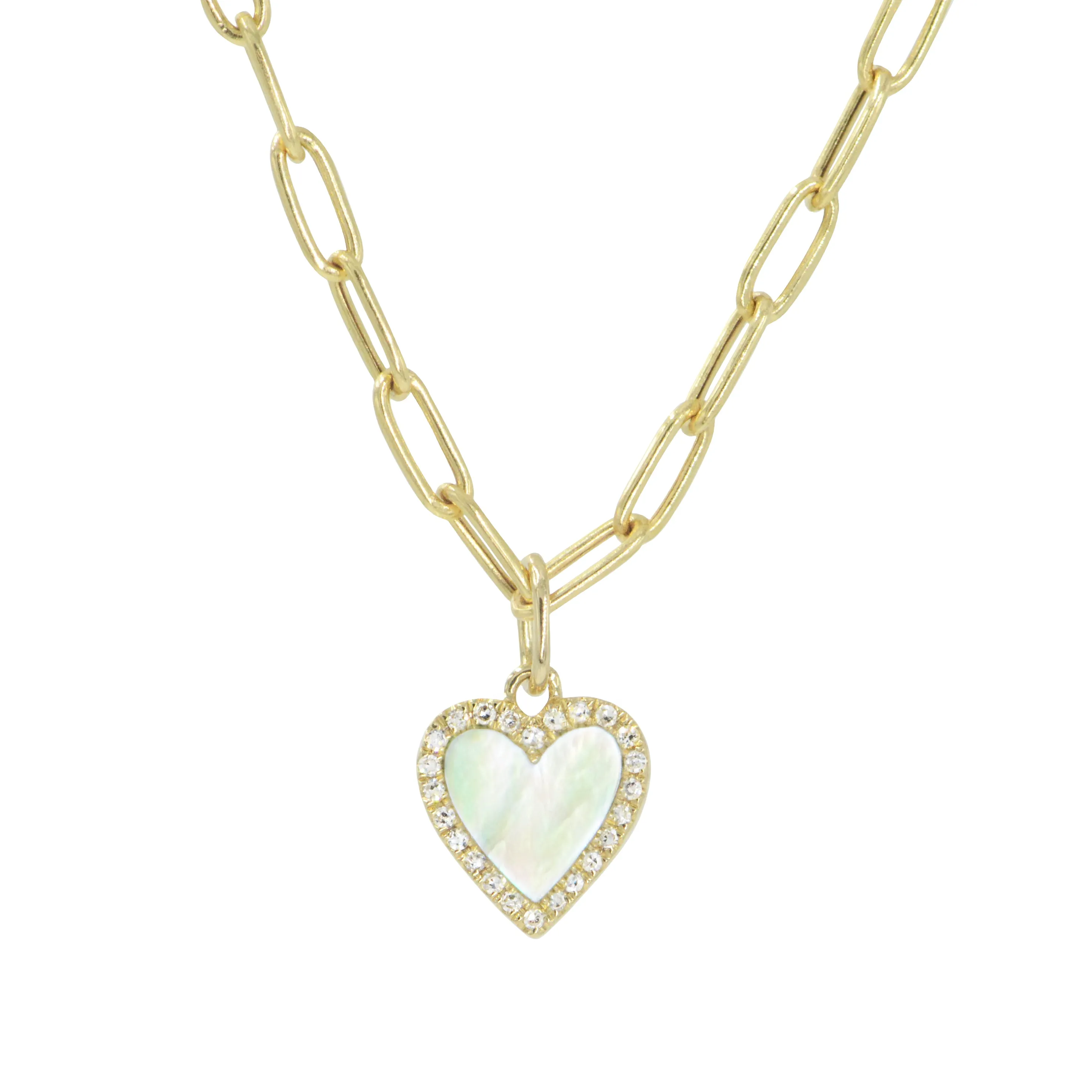 Mini Pearl Heart Necklace With Diamonds