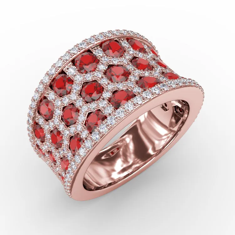 Motif Ruby and Diamond Ring