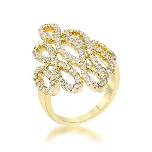 Natasha 0.94ct CZ 14k Gold Contemporary Cocktail Ring