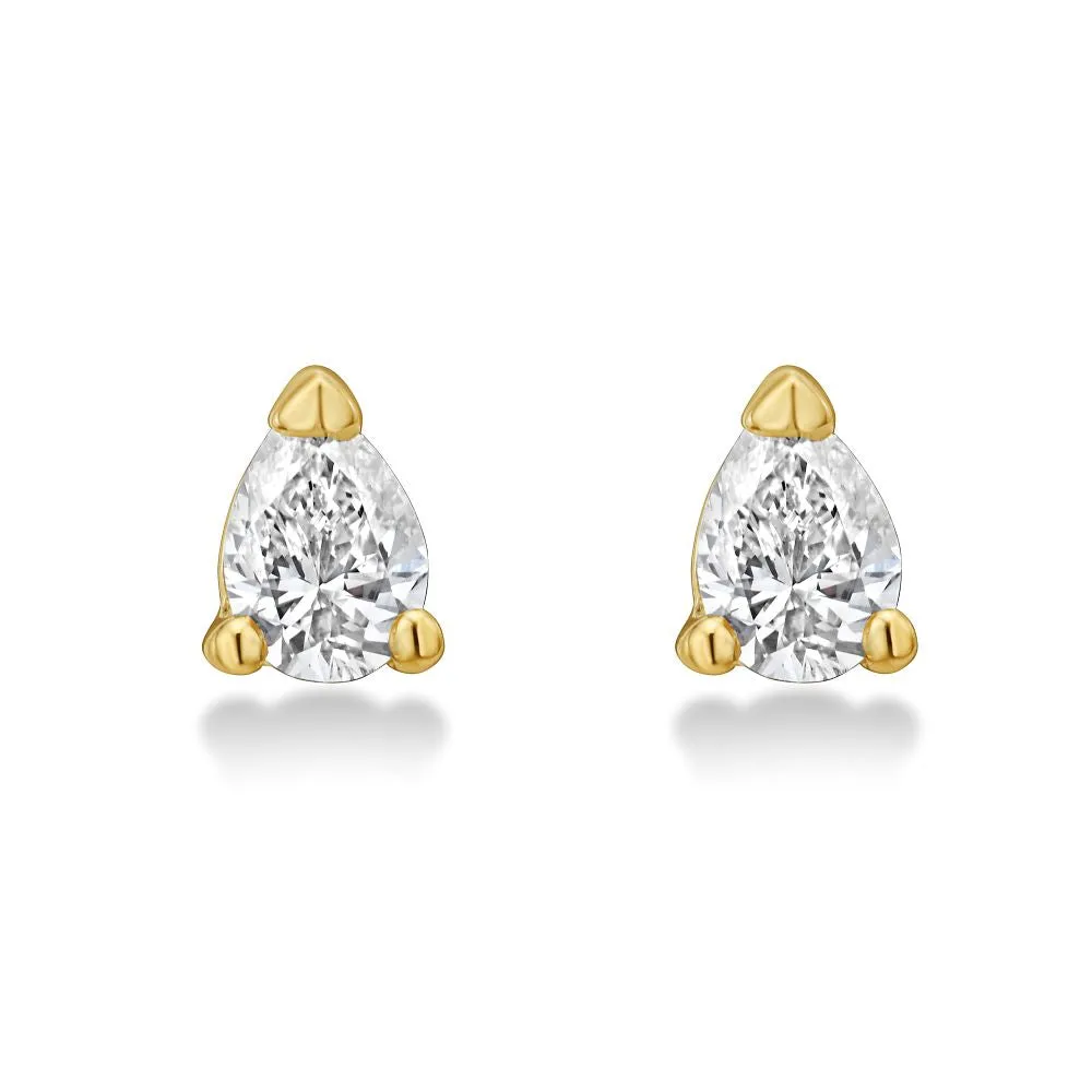 Pear Shape Diamond Micro Studs Earrings (0.20 ct.) in 14K Gold